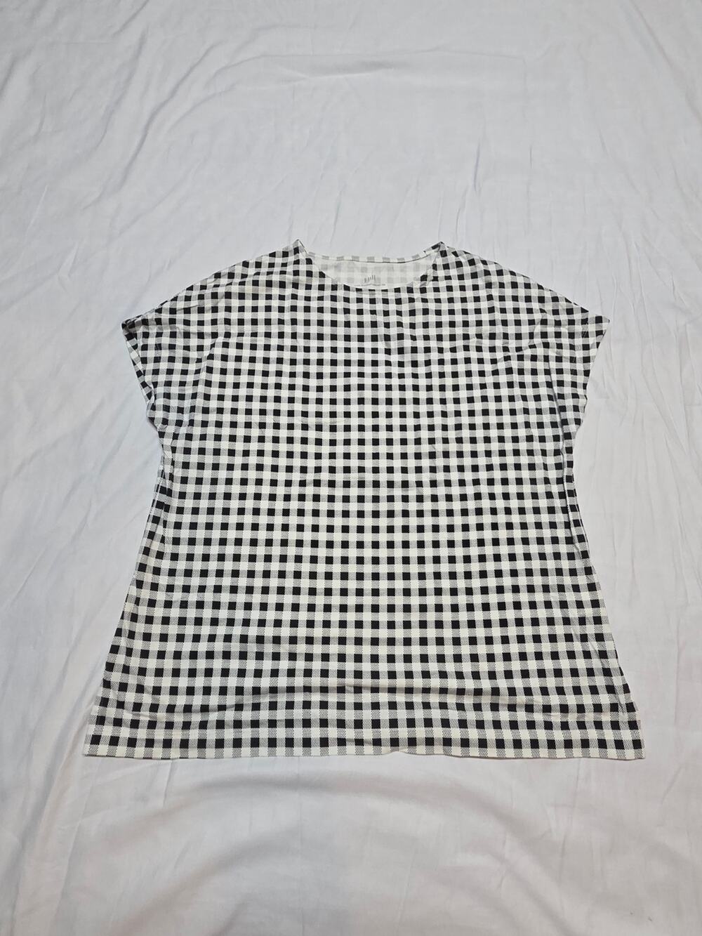 J. Jill Black and White Gingham Short Sleeve Tee